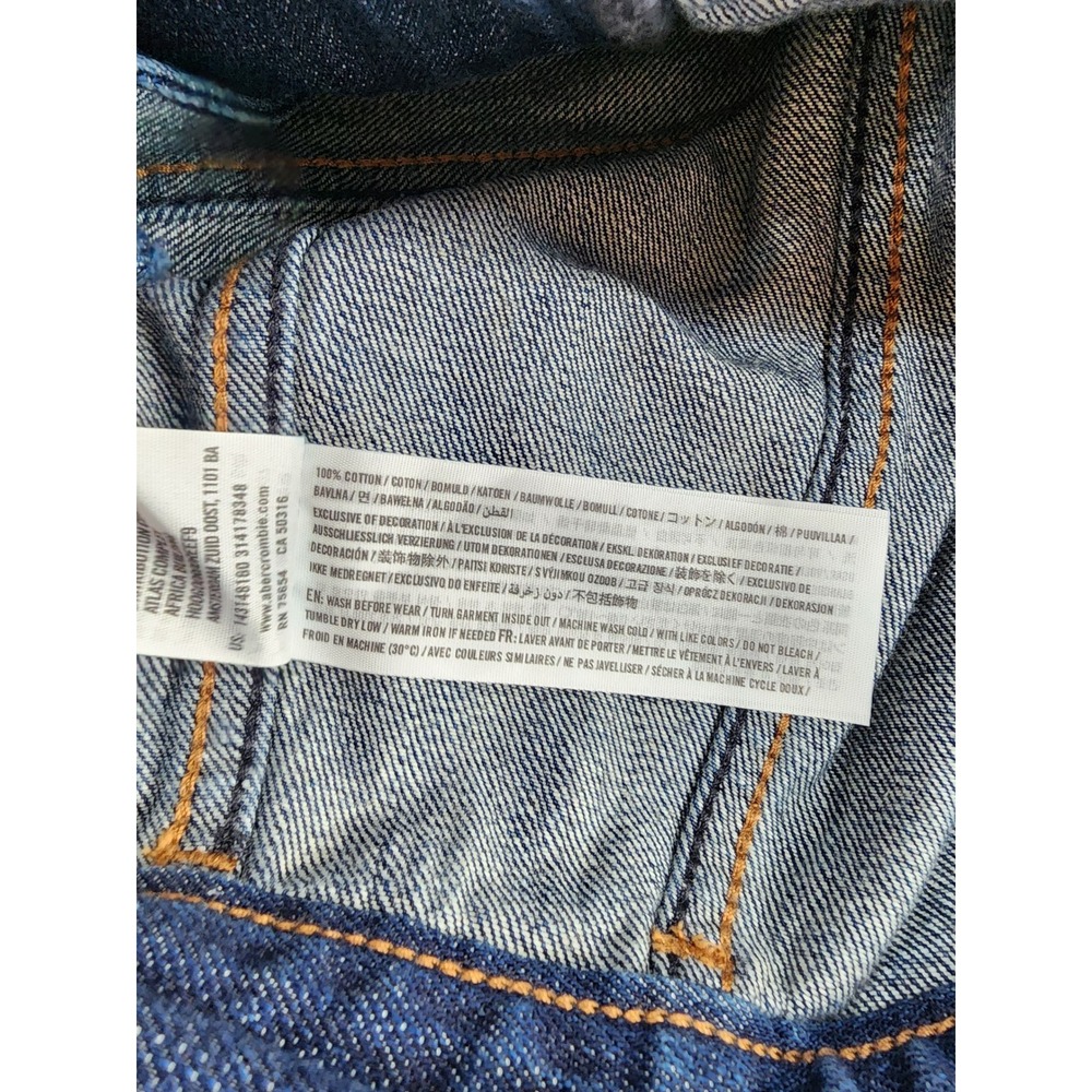 Abercrombie & Fitch Lace Up Front Dark Wash Denim Mini Skirt 00 - Picture 4 of 6